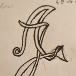 Voici le croquis des lettres A et J. C'est le projet pour la chevalière et le pendentif suivant.